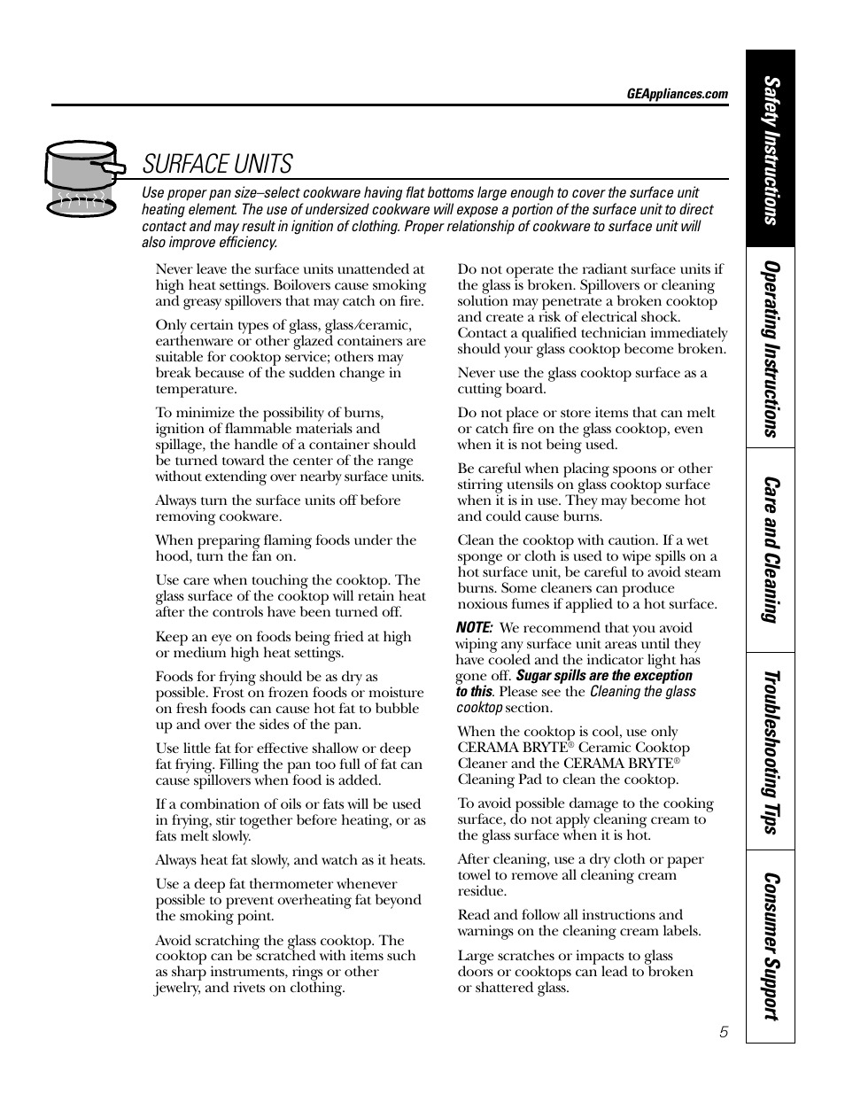 Surface units | GE 164D4290P075-1 User Manual | Page 5 / 40