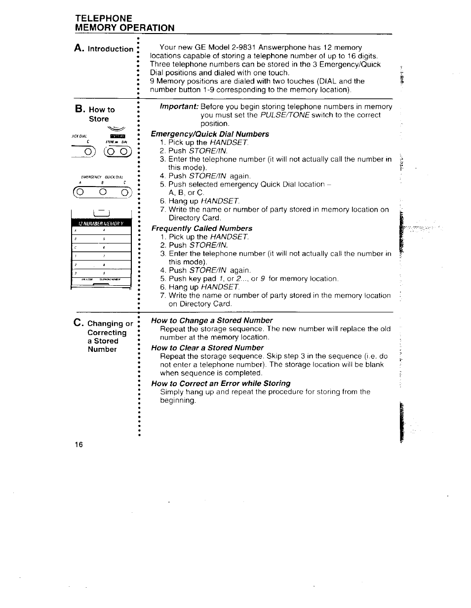 O o o), How to change a stored number, O) (dio) | GE 29831 User Manual | Page 19 / 35