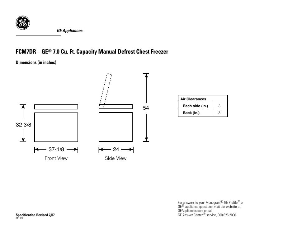 GE FCM7DR User Manual | 2 pages