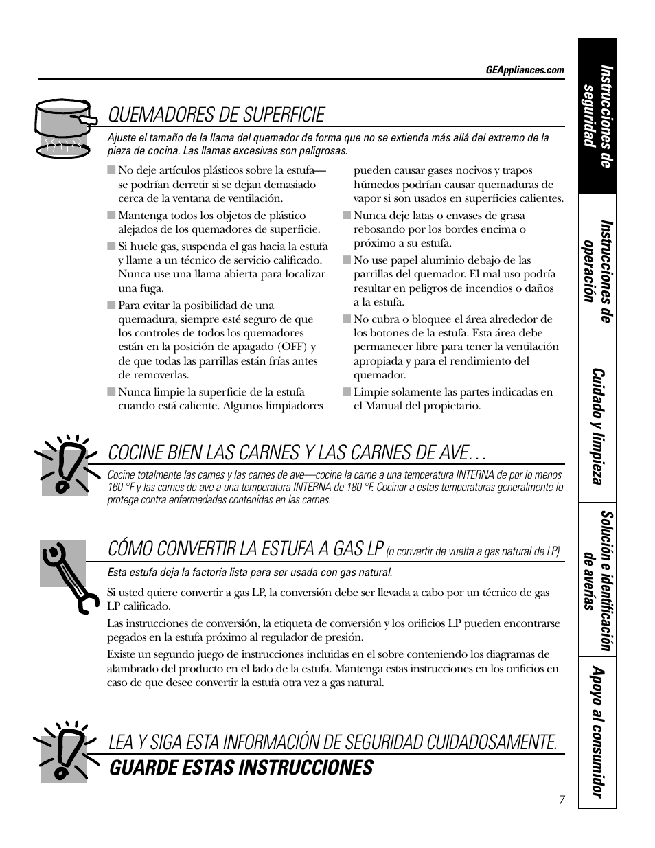 Cómo convertir la estufa a gas lp | GE JGP989 User Manual | Page 43 / 72