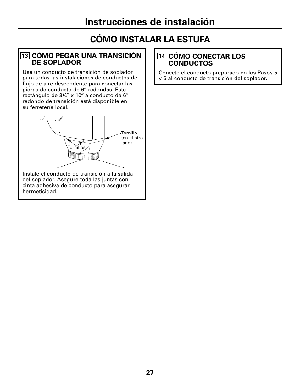 Instrucciones de instalación, Cómo instalar la estufa | GE JGP989 User Manual | Page 63 / 72
