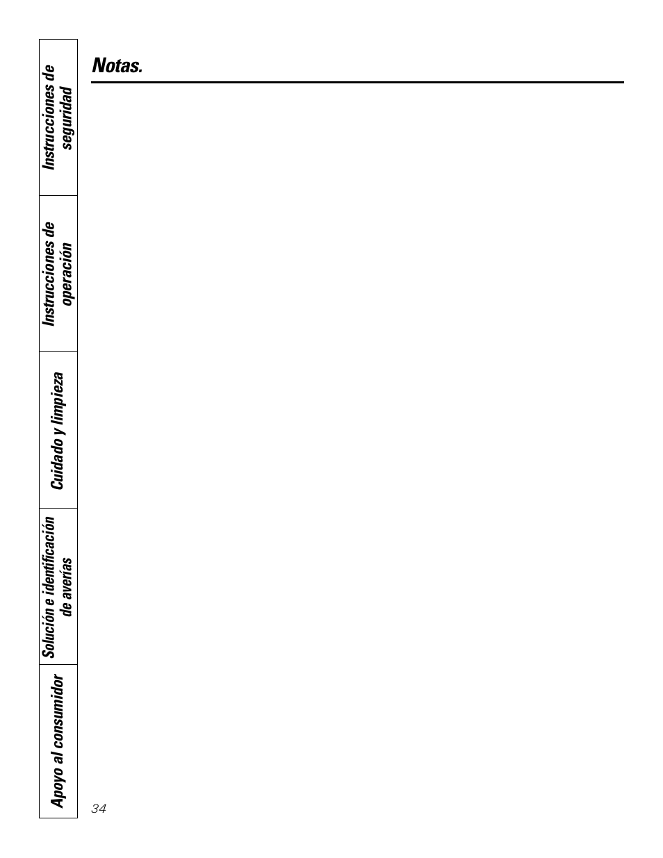 Notas | GE JGP989 User Manual | Page 70 / 72