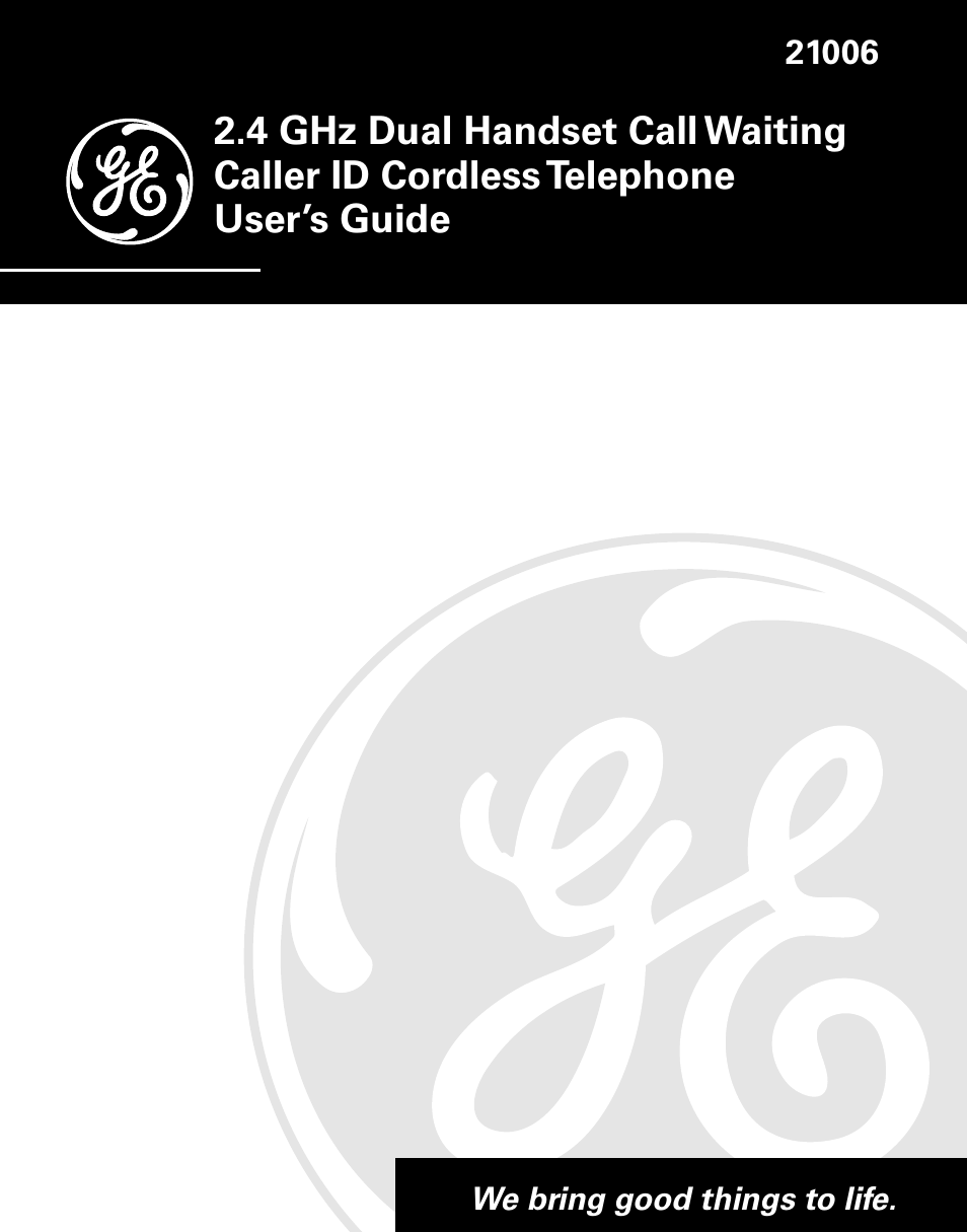 GE 21006 User Manual | 44 pages