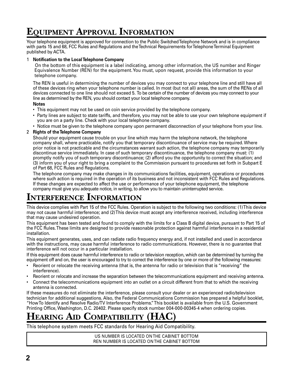 Hac) | GE 21006 User Manual | Page 2 / 44