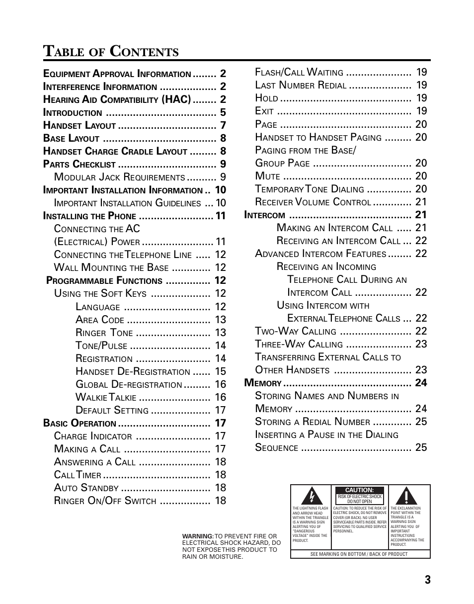 Able, Ontents | GE 21006 User Manual | Page 3 / 44