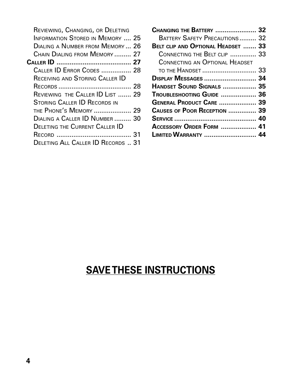 Save these instructions | GE 21006 User Manual | Page 4 / 44