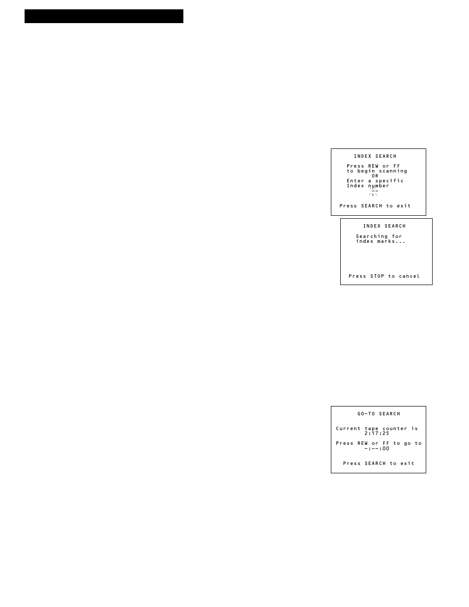 Using the playback features, 16 playing a tape commercial scan (search button), Index search | Go-to search | GE VG4252 User Manual | Page 18 / 36