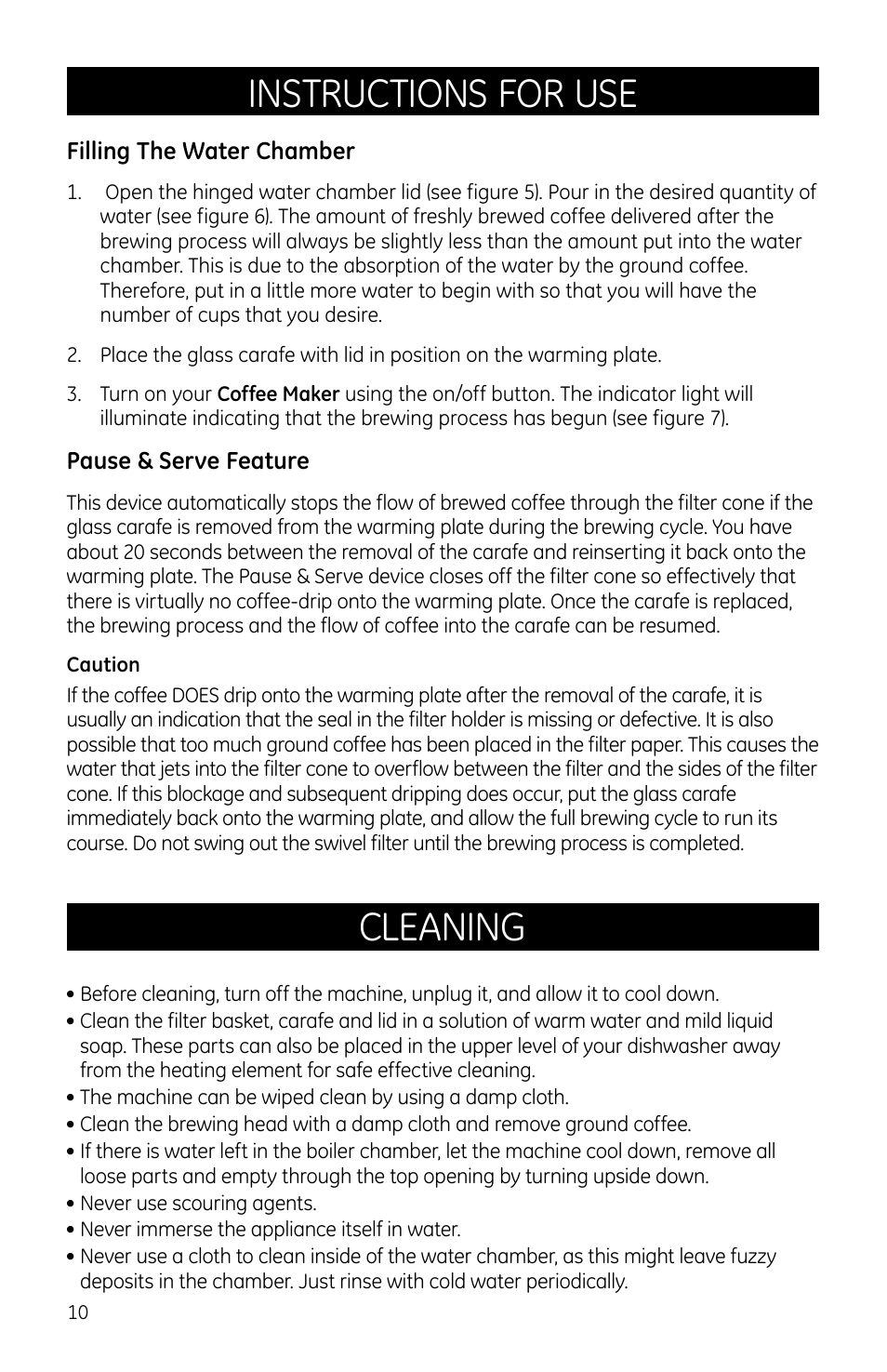 Instructions for use, Cleaning | GE 681131690690 User Manual | Page 10 / 14