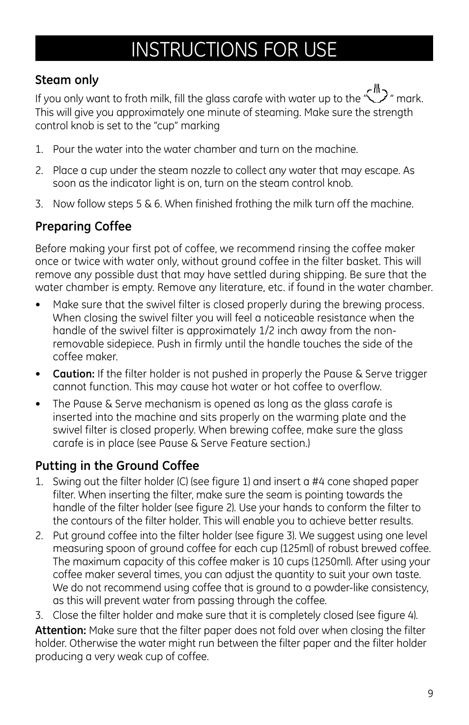 Instructions for use | GE 681131690690 User Manual | Page 9 / 14