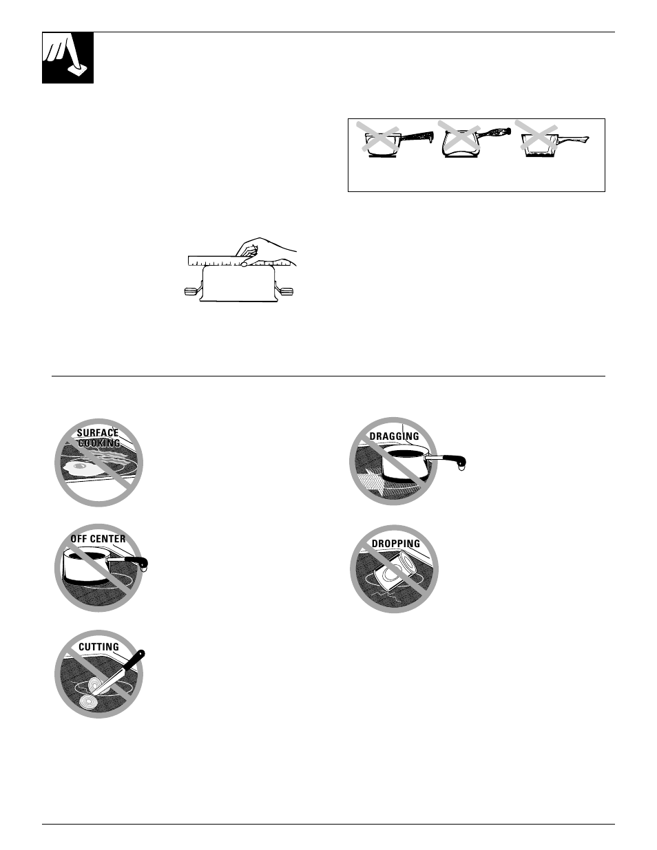 12 surface cookware tips, How to check pan performance, Special cautions for glass cooktops | GE 4164D2966P234 User Manual | Page 12 / 44