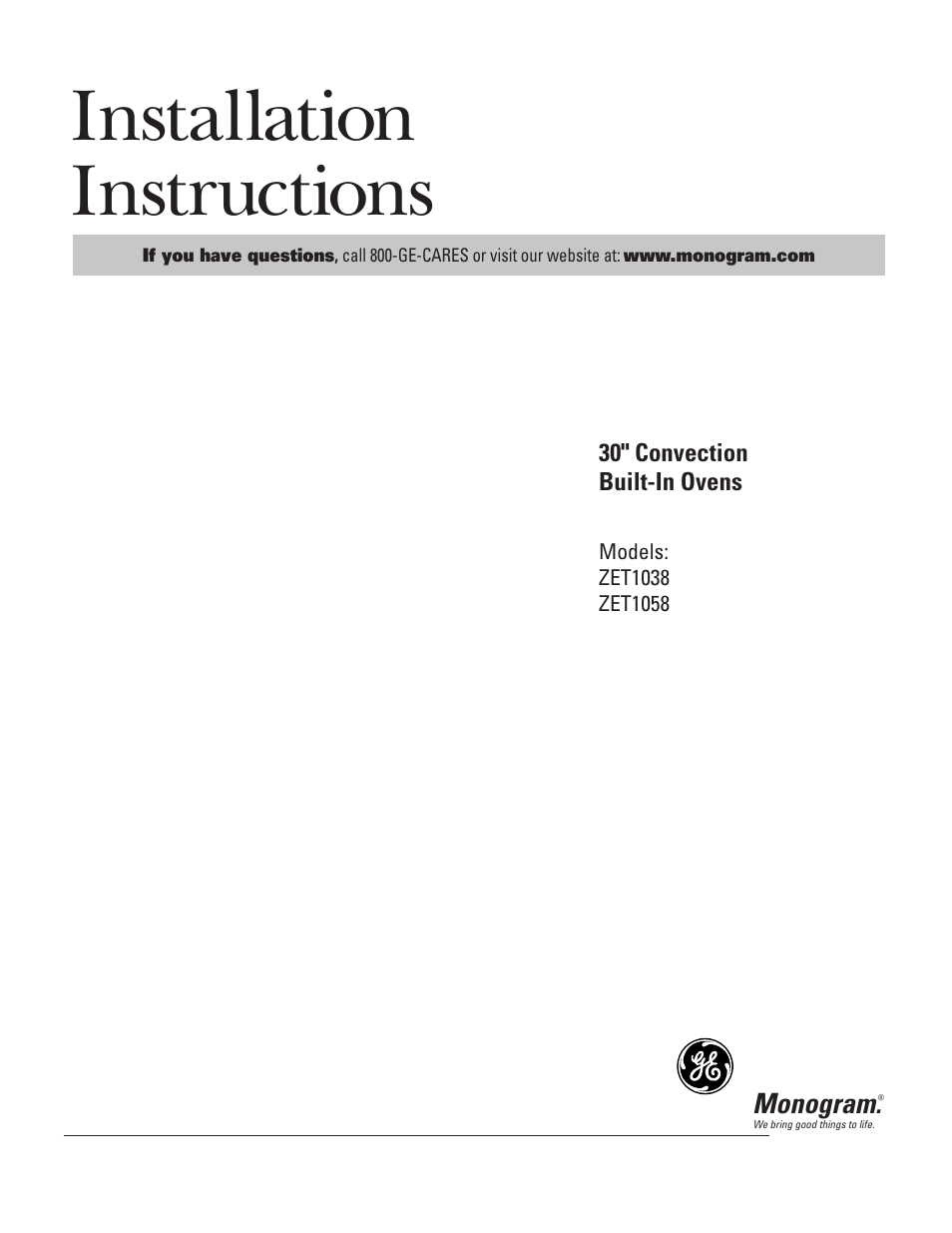 GE ZET1038 User Manual | 16 pages