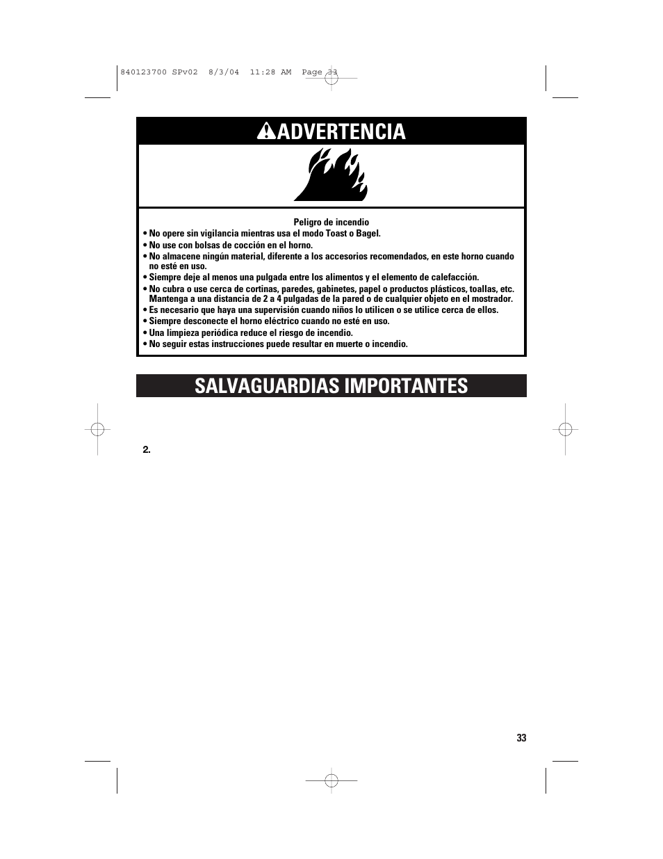 Wadvertencia, Salvaguardias importantes | GE 168989 User Manual | Page 33 / 48