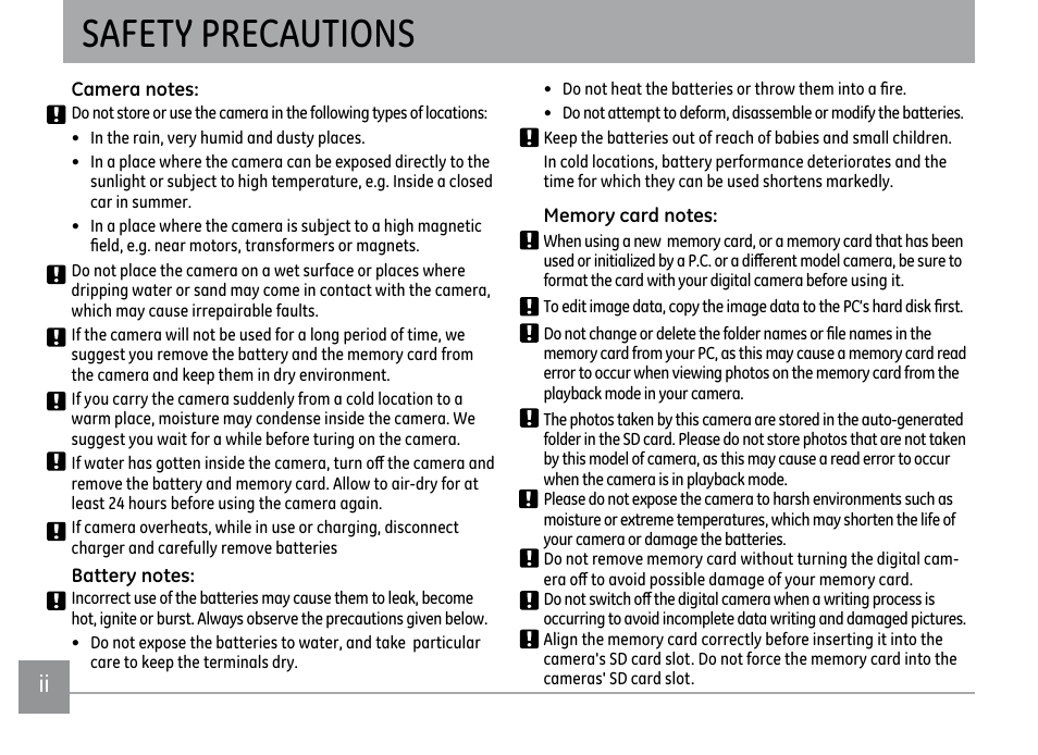 Safety precautions | GE X500 User Manual | Page 3 / 89