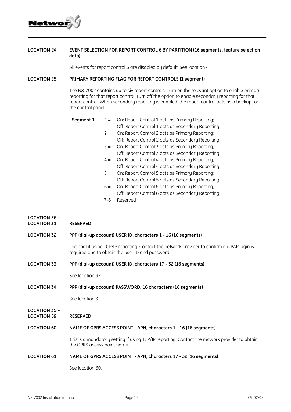 GE NetworX NX-7002 User Manual | Page 17 / 39