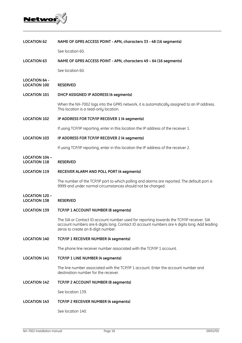 GE NetworX NX-7002 User Manual | Page 18 / 39