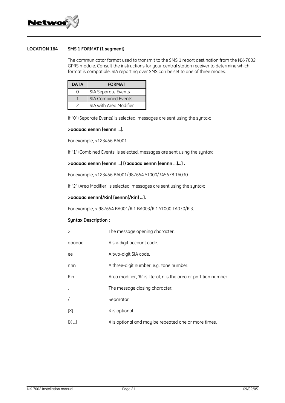 GE NetworX NX-7002 User Manual | Page 21 / 39