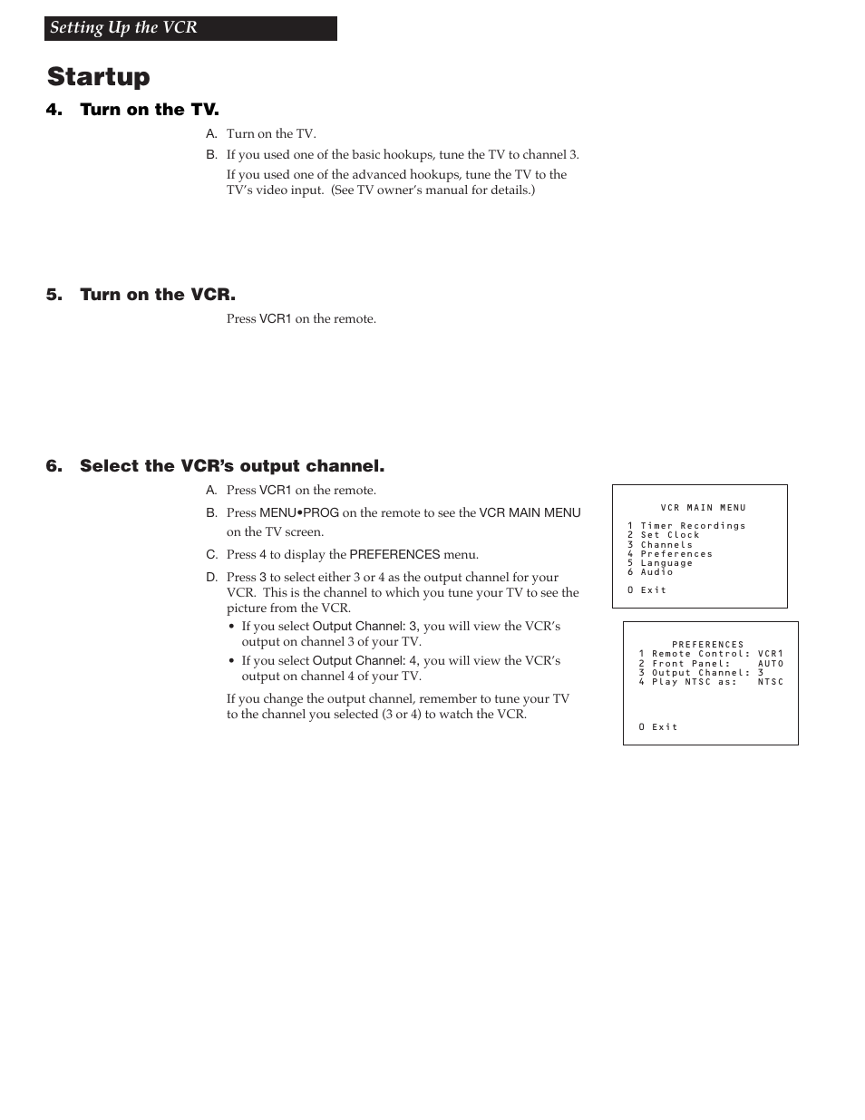 Startup | GE VGN550 User Manual | Page 10 / 44