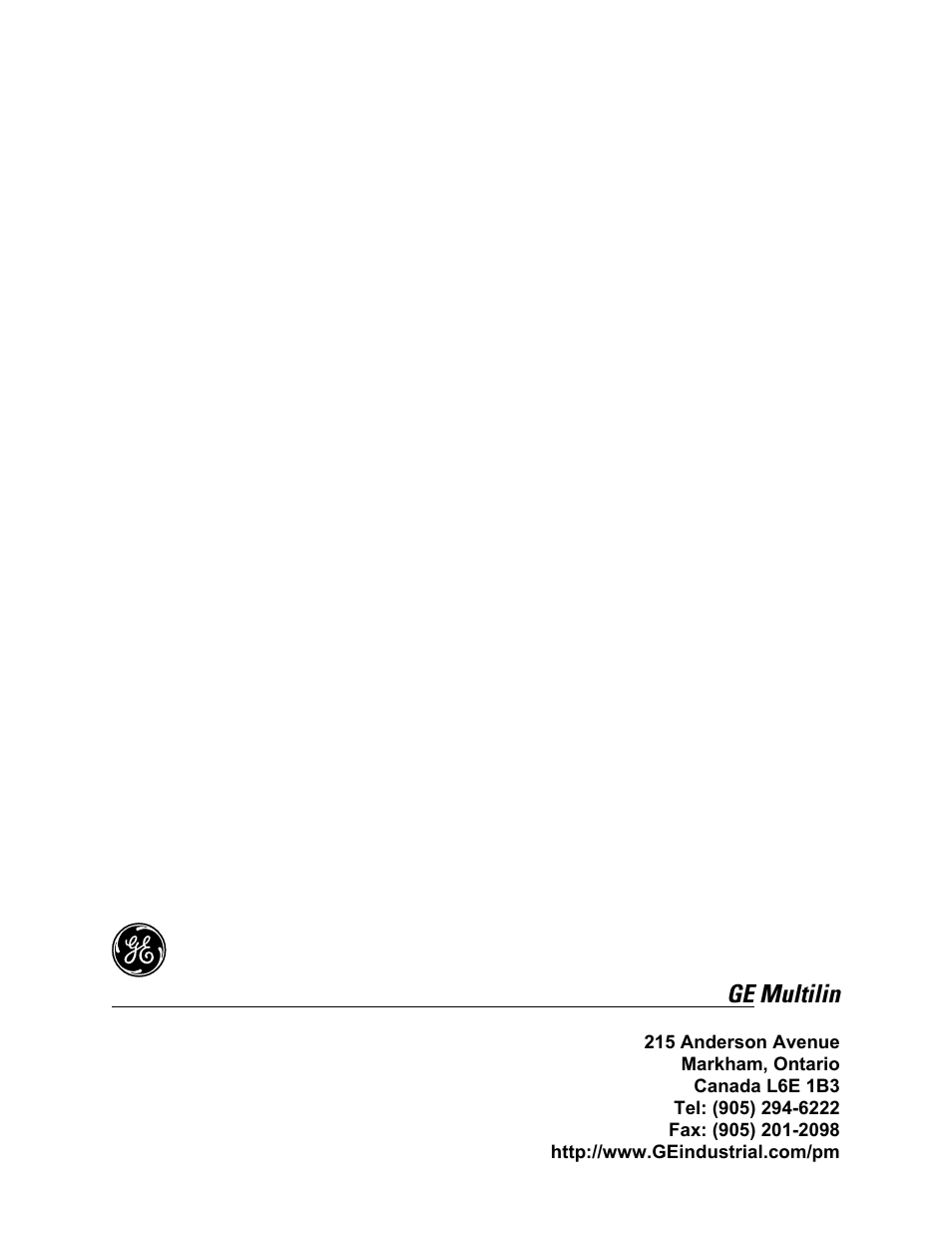 Ge multilin | GE F485 User Manual | Page 8 / 8