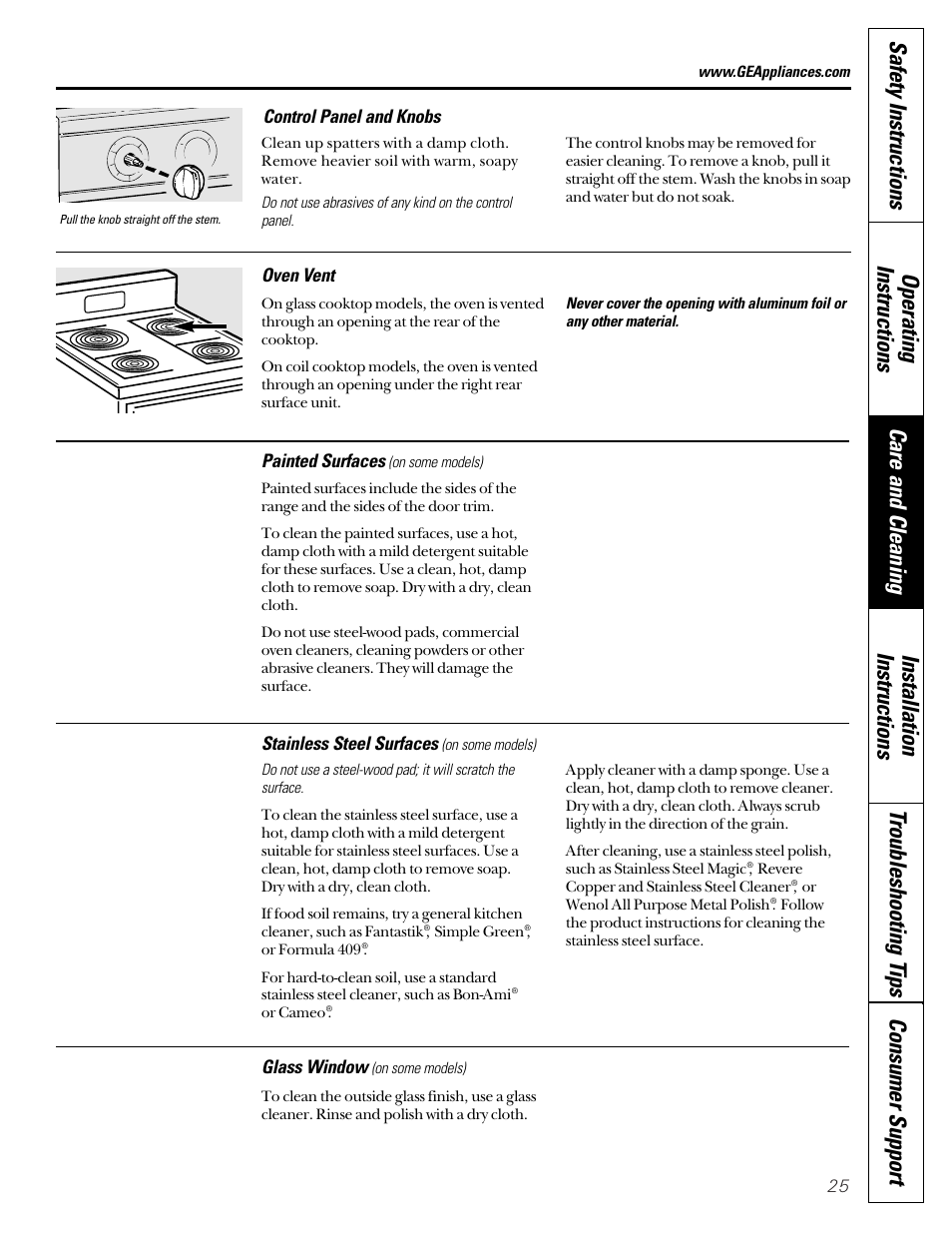 GE Coil Top User Manual | Page 25 / 44