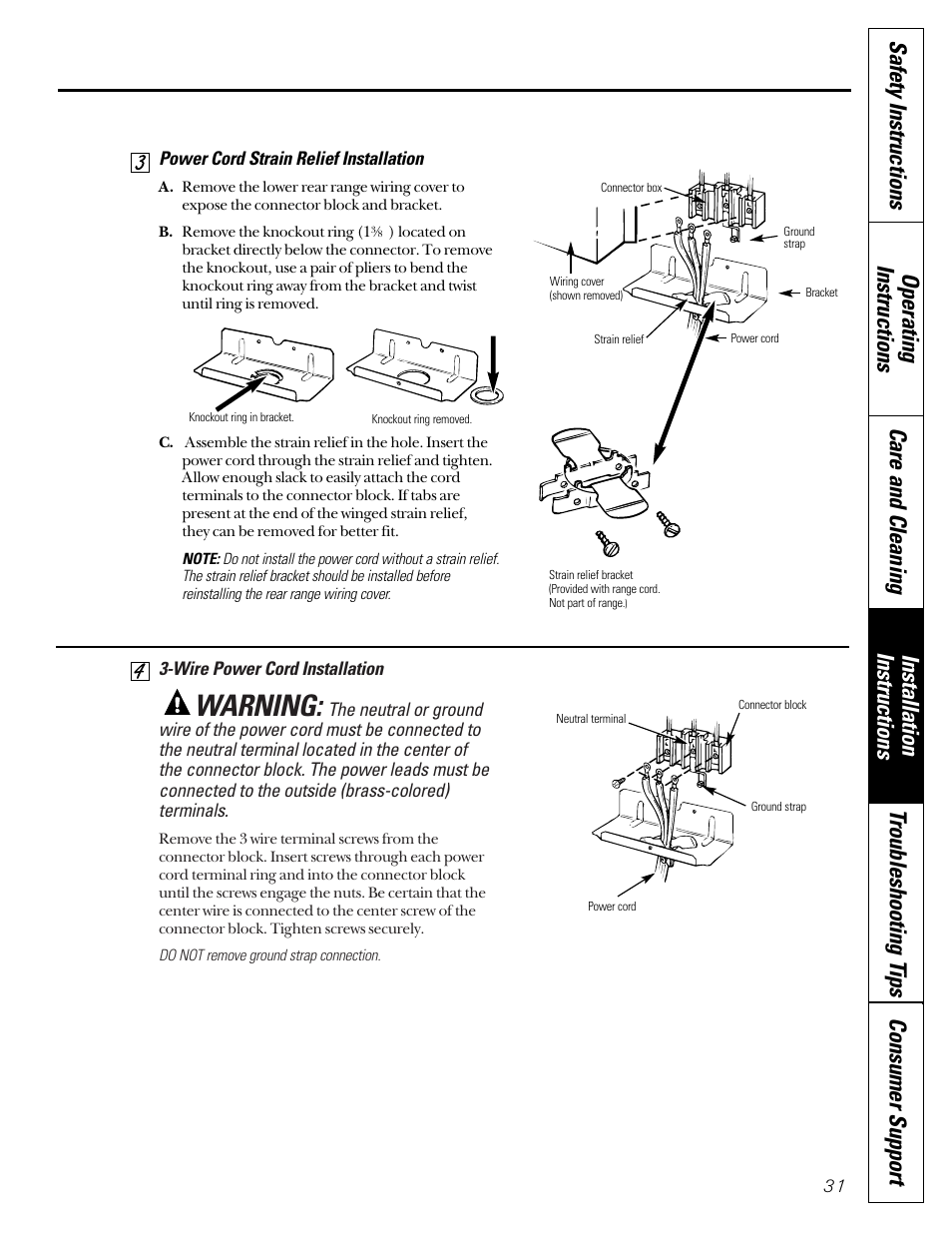 Warning | GE Coil Top User Manual | Page 31 / 44