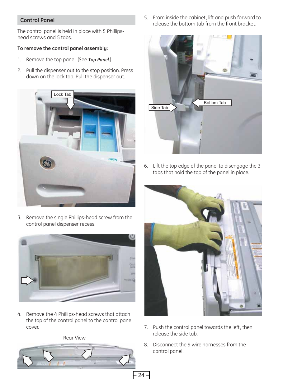 Control panel | GE WBVH6240 User Manual | Page 24 / 61