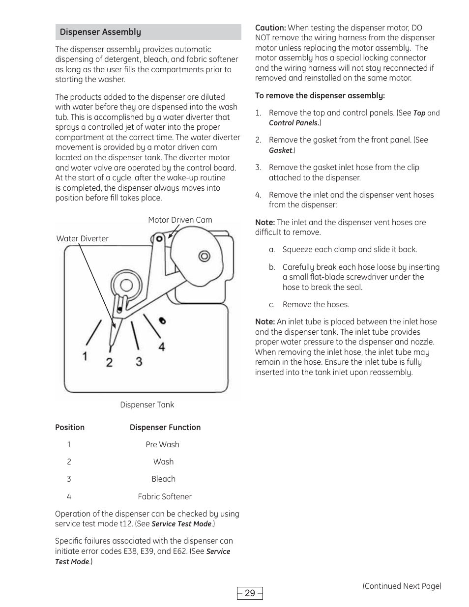 Dispenser assembly | GE WBVH6240 User Manual | Page 29 / 61