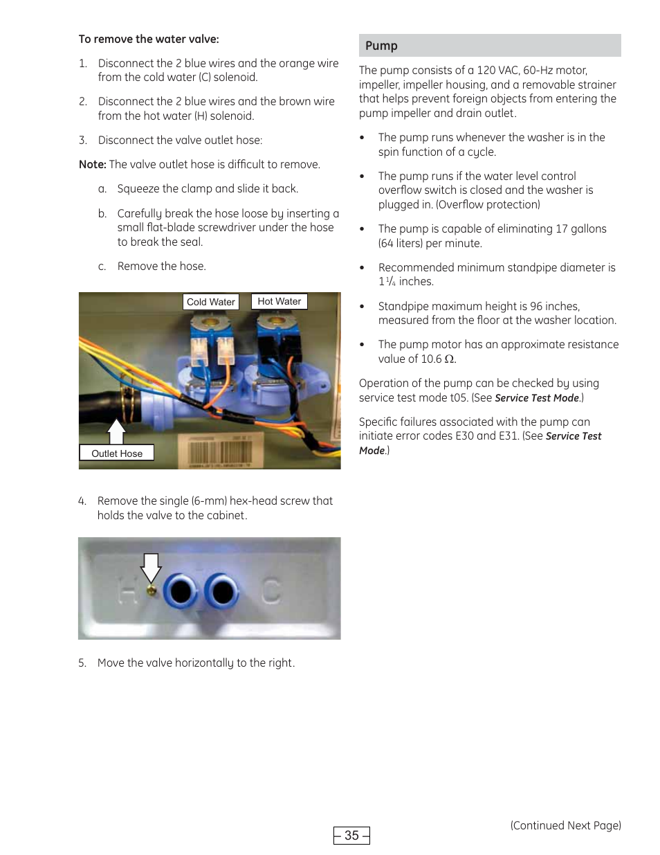 Pump | GE WBVH6240 User Manual | Page 35 / 61