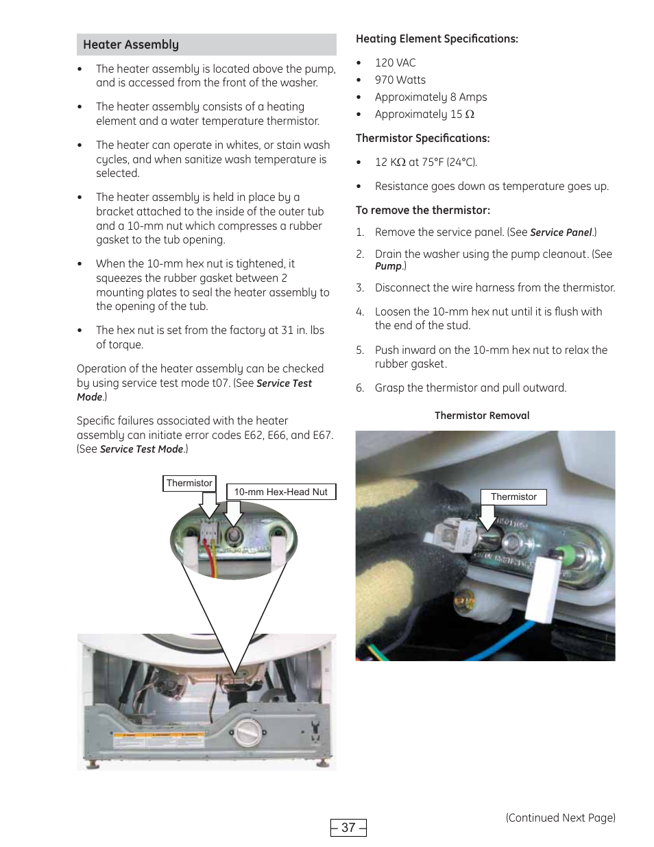 Heater assembly | GE WBVH6240 User Manual | Page 37 / 61