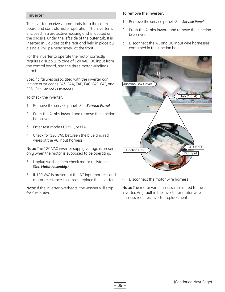 Inverter | GE WBVH6240 User Manual | Page 39 / 61