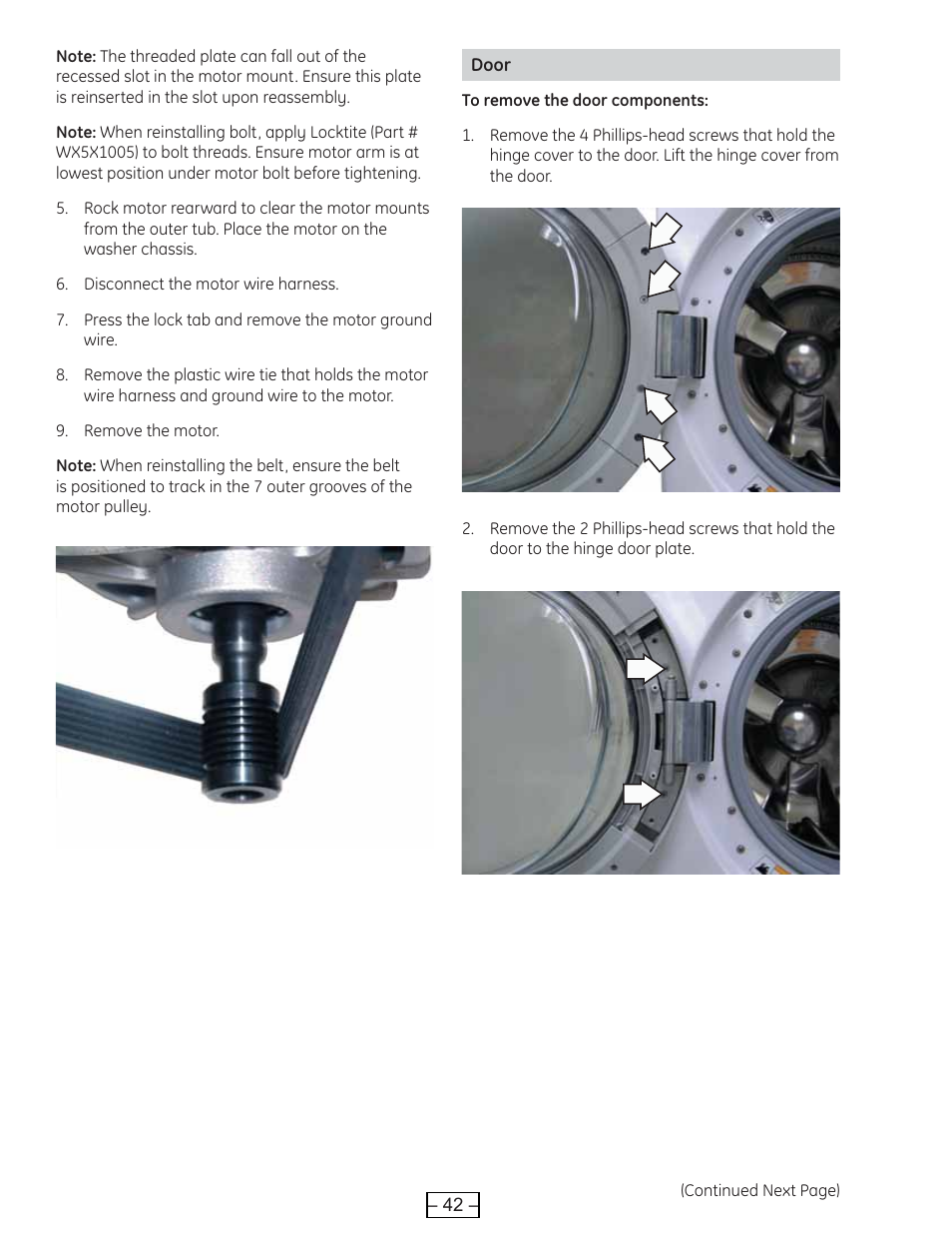 Door | GE WBVH6240 User Manual | Page 42 / 61