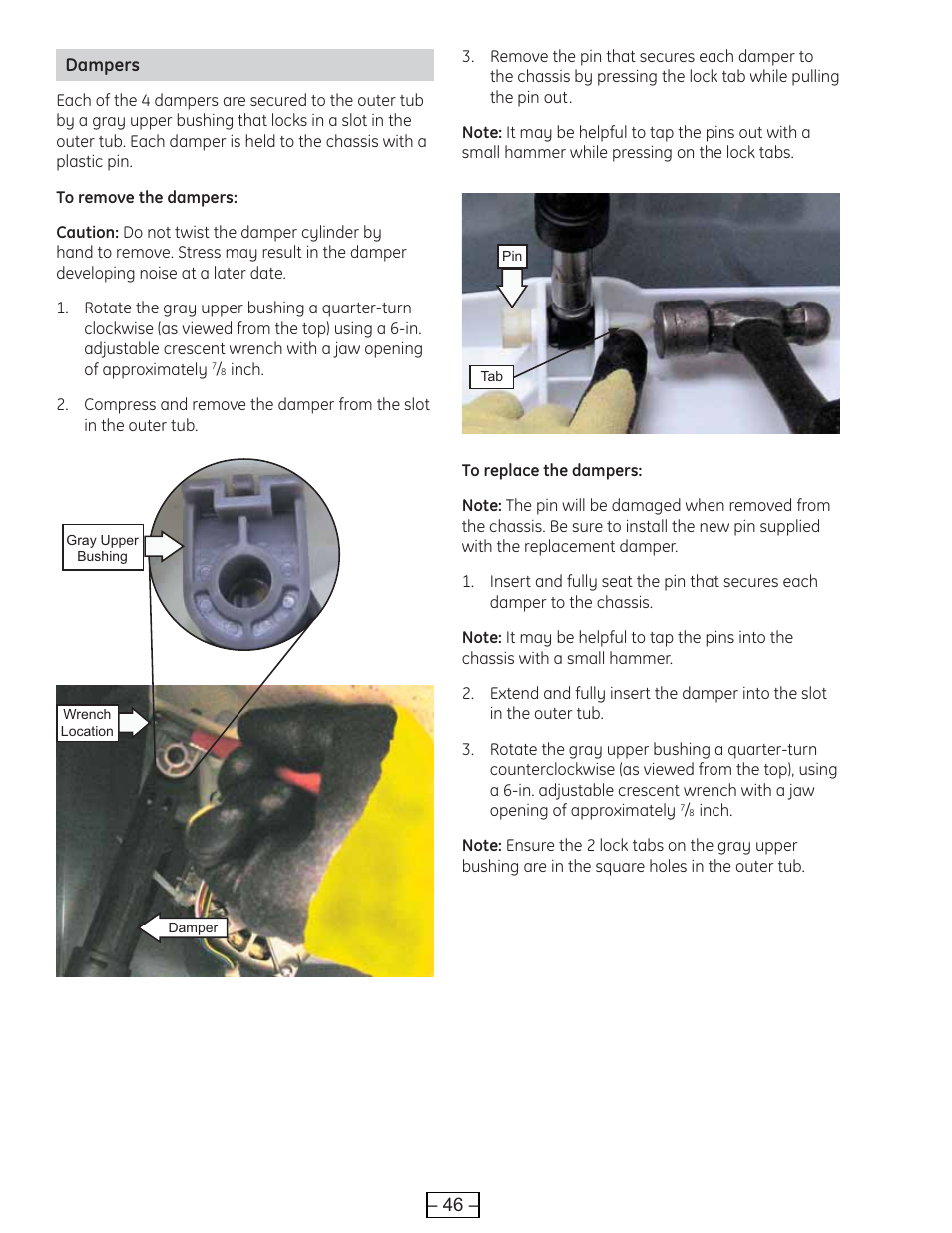 Dampers | GE WBVH6240 User Manual | Page 46 / 61