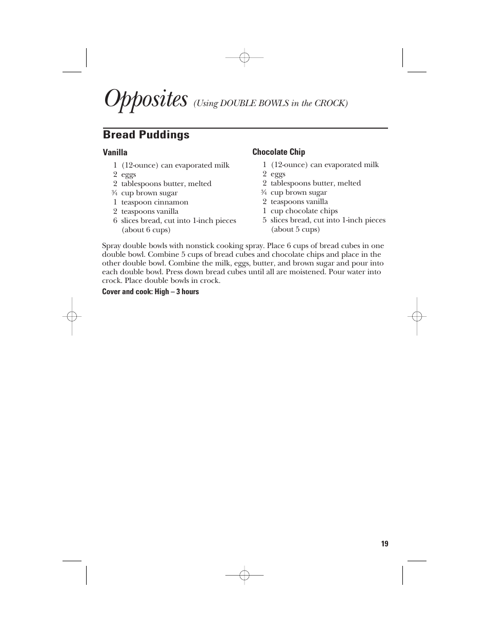 Opposites, Bread puddings | GE 840085800 User Manual | Page 19 / 48