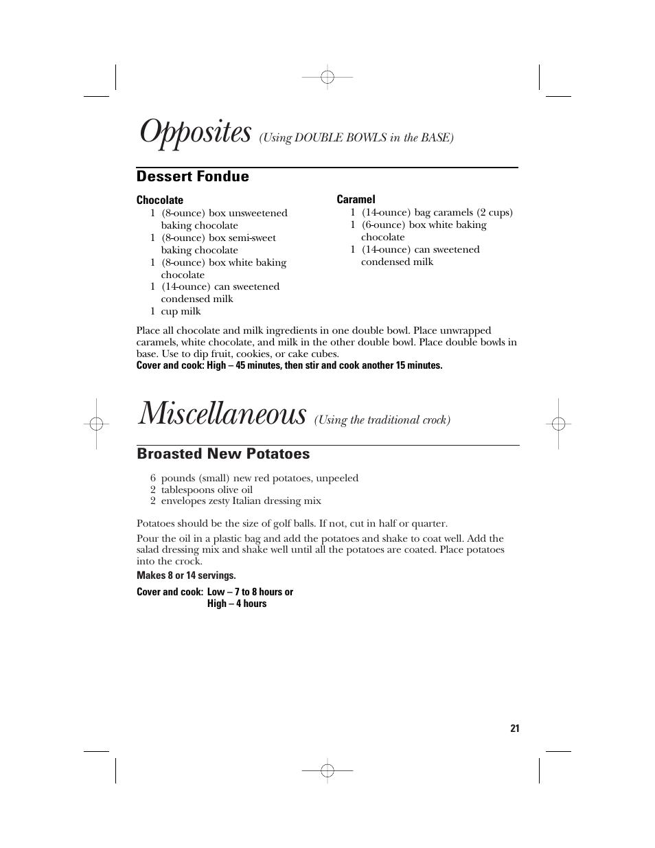 Opposites, Miscellaneous | GE 840085800 User Manual | Page 21 / 48