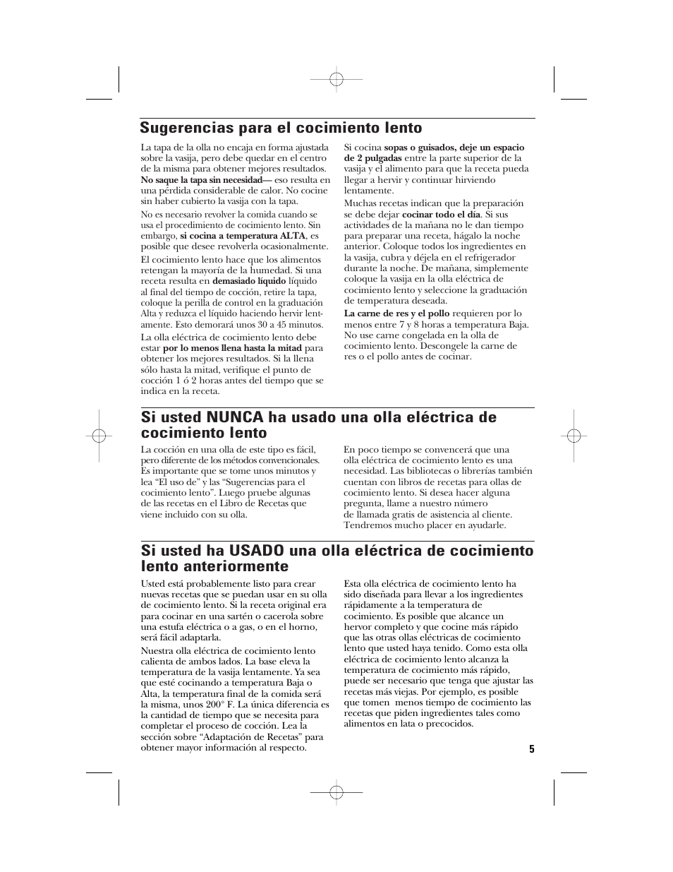 Sugerencias para el cocimiento lento | GE 840085800 User Manual | Page 29 / 48