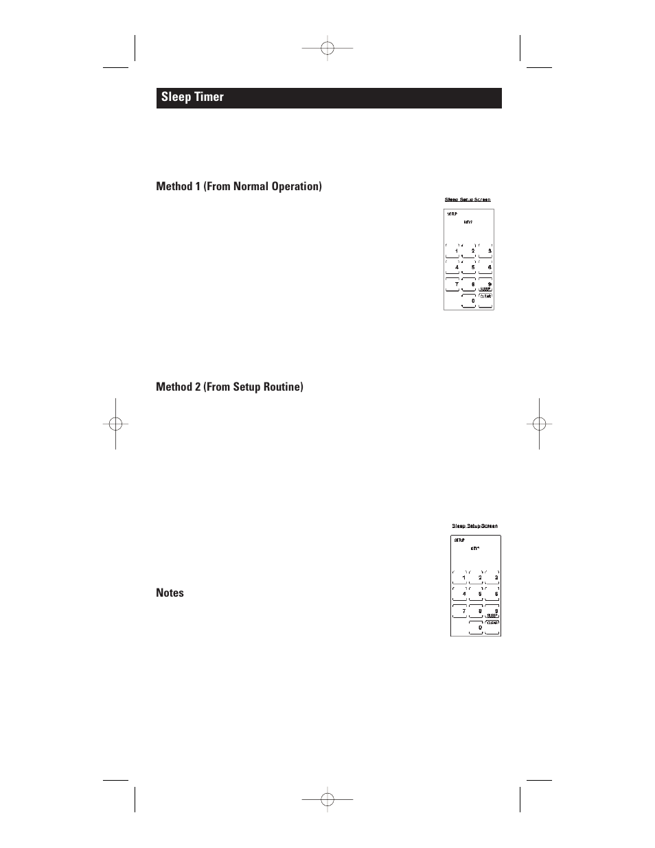 Sleep timer, Method 1 (from normal operation), Method 2 (from setup routine) | GE RM24941 User Manual | Page 14 / 42