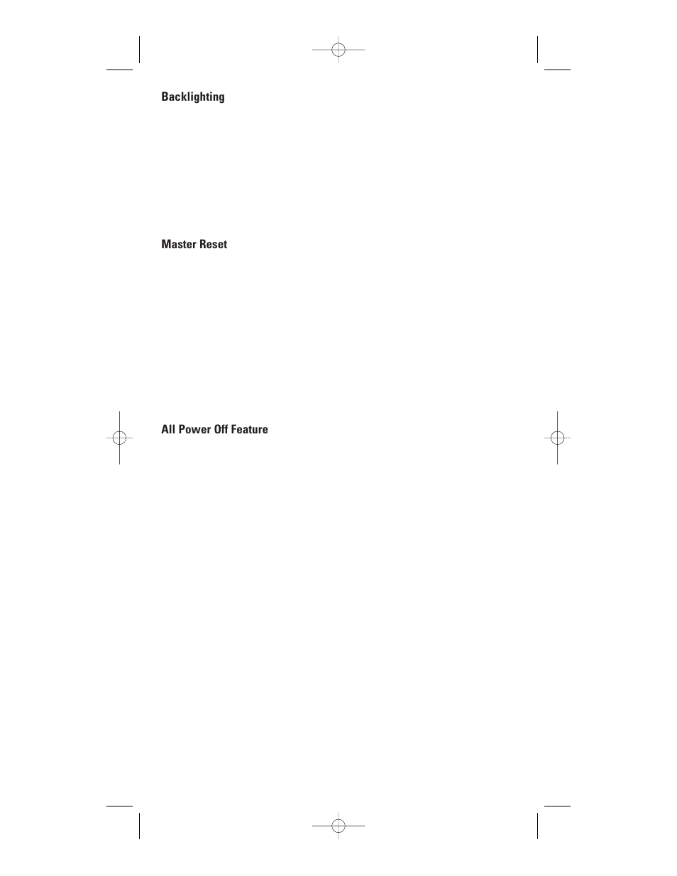 Backlighting, Master reset, All power off feature | GE RM24941 User Manual | Page 17 / 42