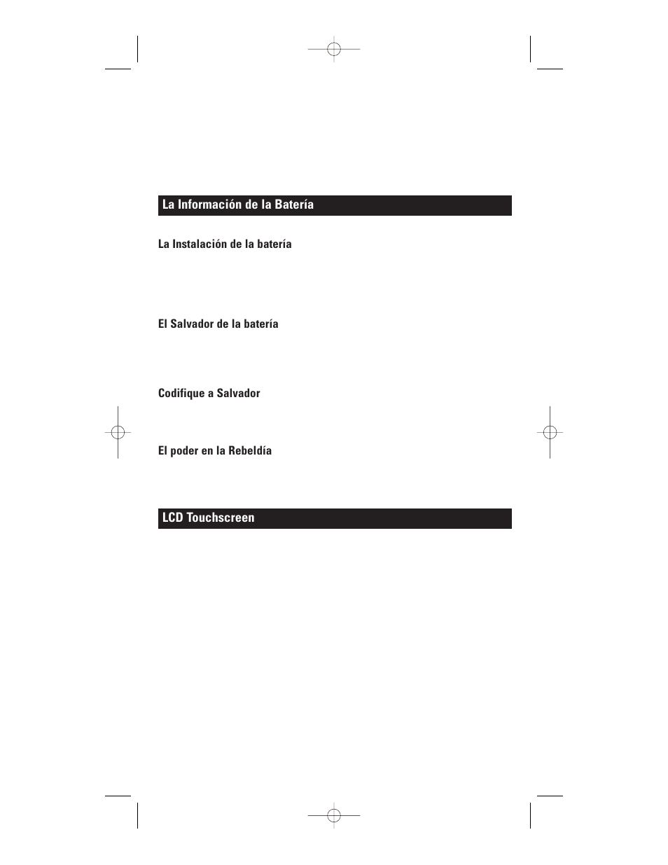 La información de la batería, Lcd touchscreen | GE RM24941 User Manual | Page 23 / 42