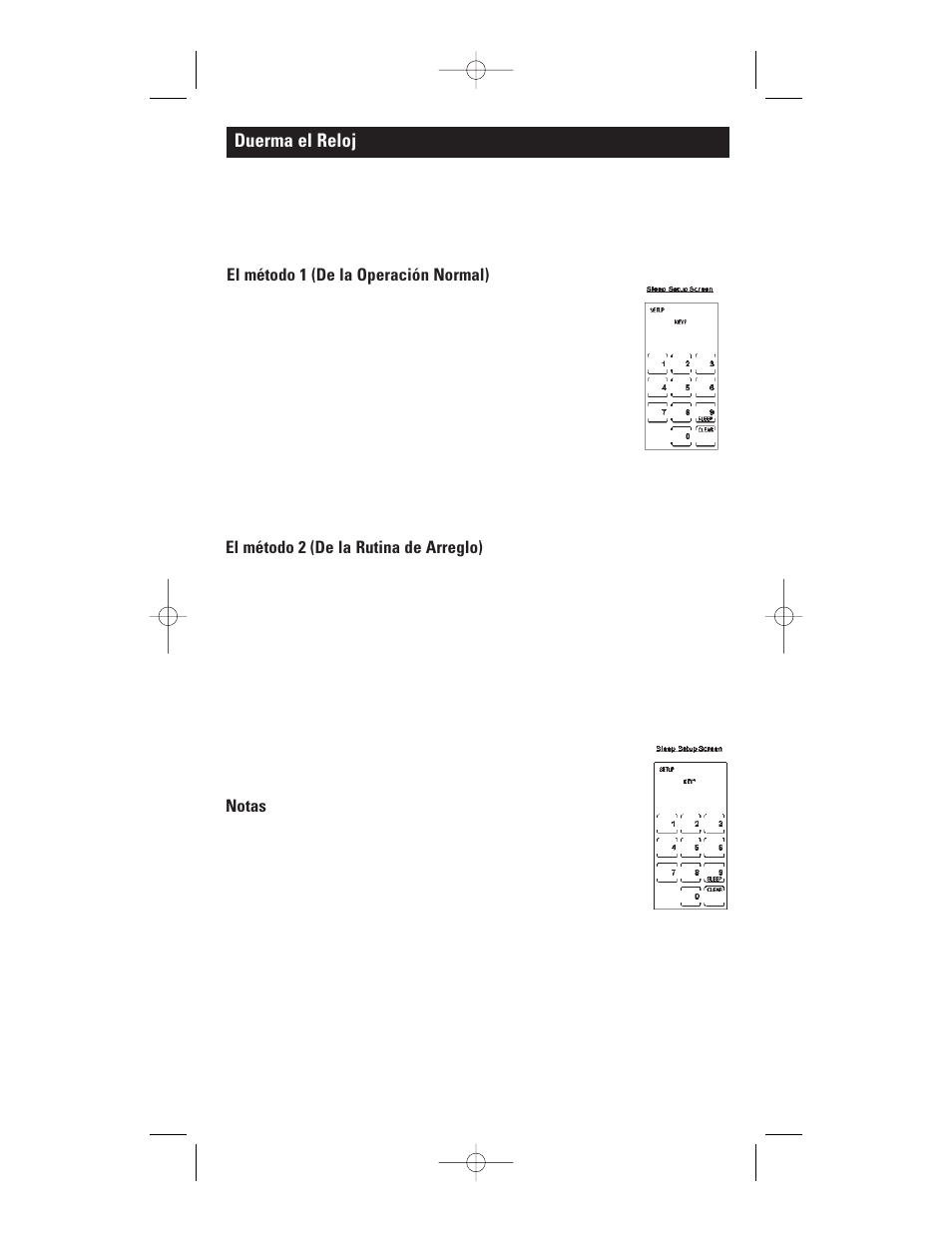 Duerma el reloj, El método 1 (de la operación normal), El método 2 (de la rutina de arreglo) | Notas | GE RM24941 User Manual | Page 34 / 42