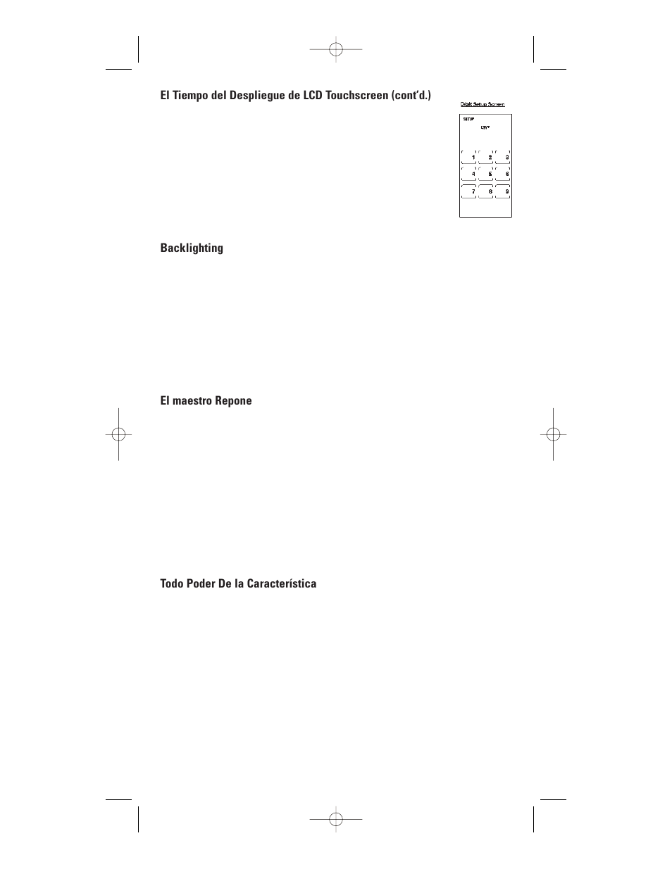 Backlighting, El maestro repone, Todo poder de la característica | GE RM24941 User Manual | Page 37 / 42