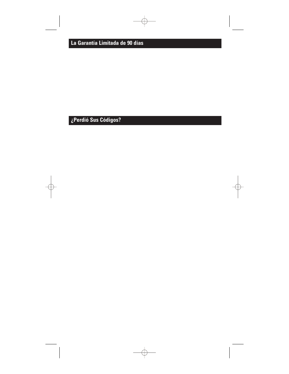 La garantía limitada de 90 días, Perdió sus códigos | GE RM24941 User Manual | Page 41 / 42