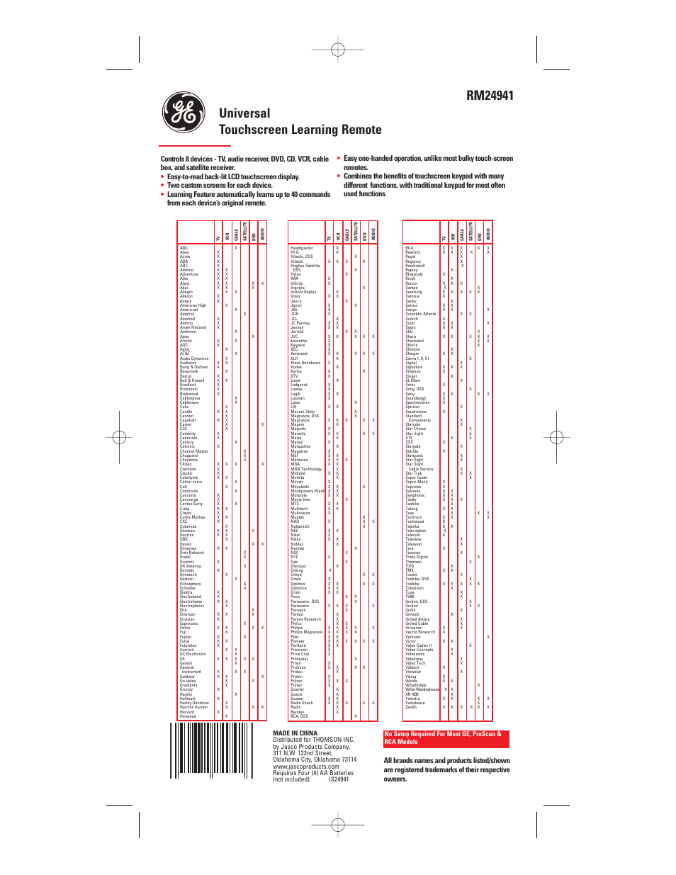 GE RM24941 User Manual | Page 42 / 42