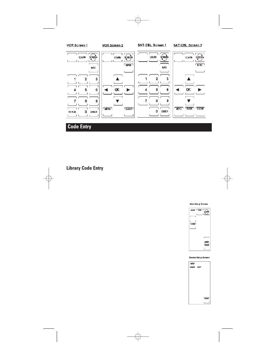 Code entry, Library code entry | GE RM24941 User Manual | Page 5 / 42