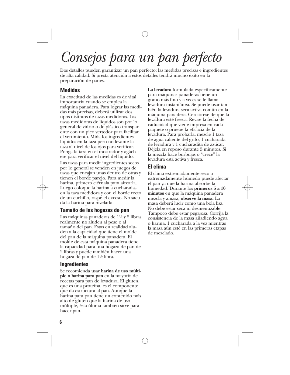 Consejos para un pan perfecto | GE 840081500 User Manual | Page 24 / 36