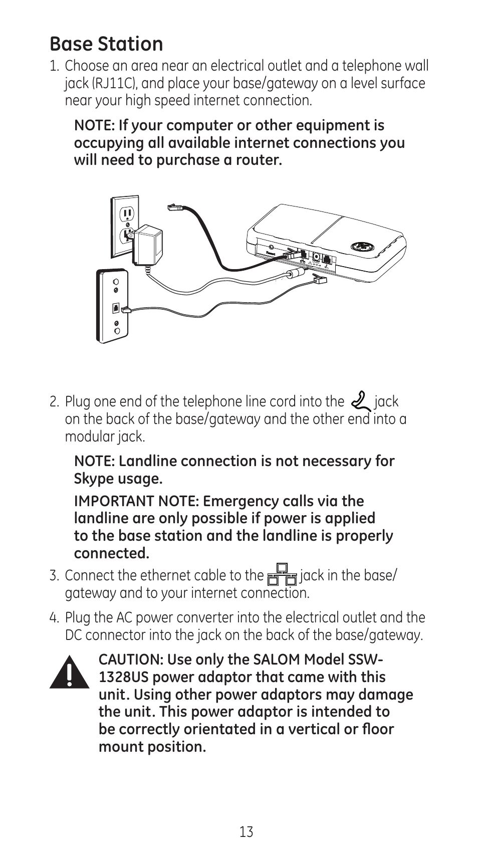 Base station | GE 28310 User Manual | Page 13 / 60