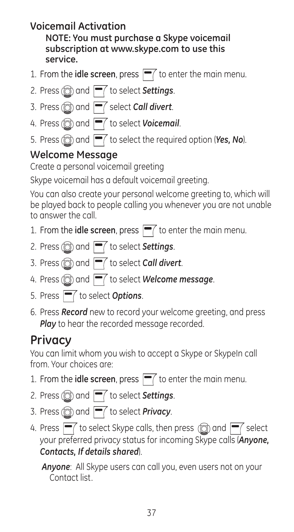 Privacy | GE 28310 User Manual | Page 37 / 60