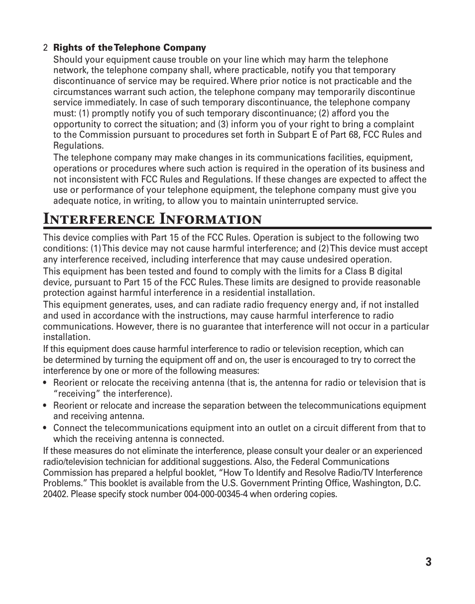 Interference information | GE 25833 User Manual | Page 3 / 104