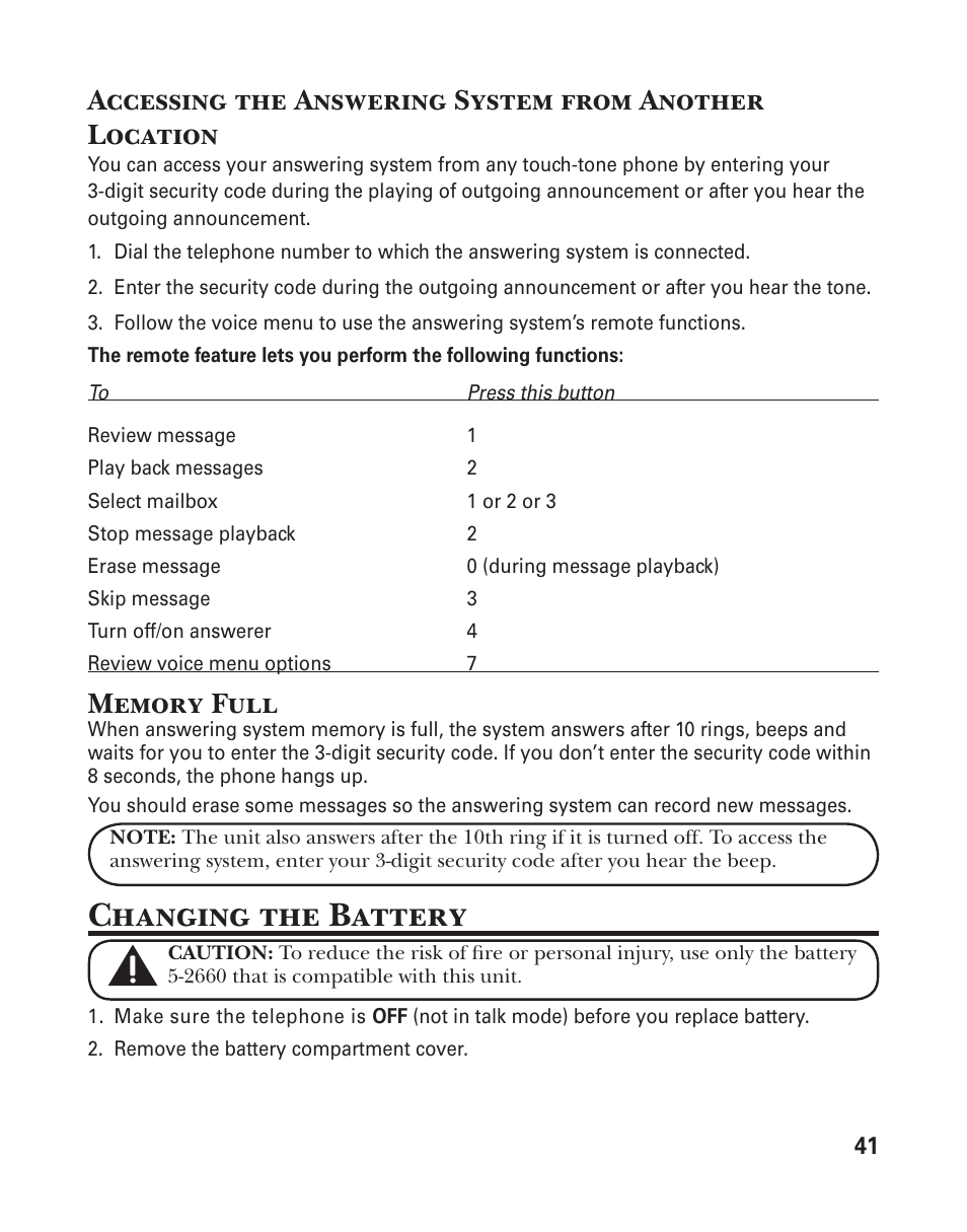 Changing the battery | GE 25833 User Manual | Page 41 / 104