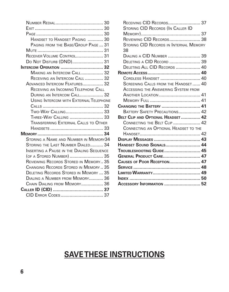 Save these instructions | GE 25833 User Manual | Page 6 / 104