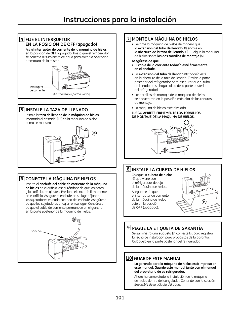Instrucciones para la instalación | GE IM4A User Manual | Page 101 / 136