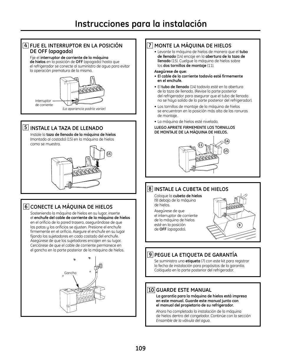 Instrucciones para la instalación | GE IM4A User Manual | Page 109 / 136